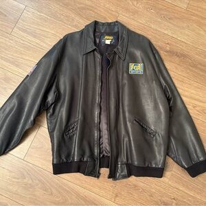 Vintage NFL Black Leather Bomber Jacket
